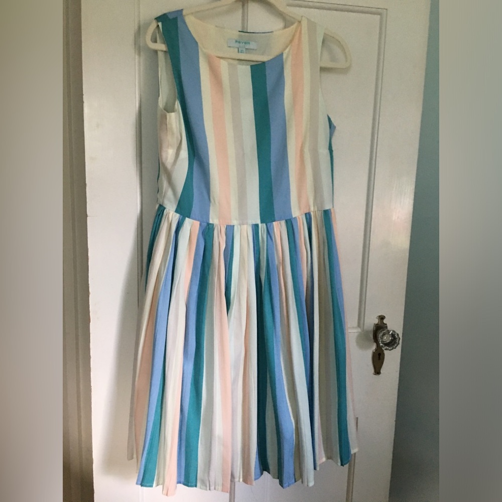 Striped sleeveless dress.   Fully lined, with side zipper.